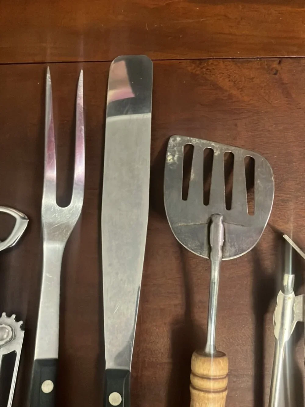 Lot of 5 Vintage Ekco Utensils Meat Fork, Spatulas, Can & Wine Bottle Openers
